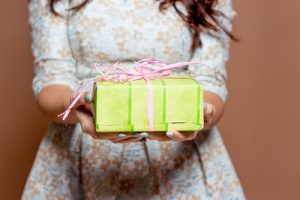 woman holding present