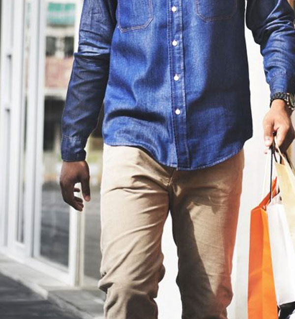 man with shopping bag